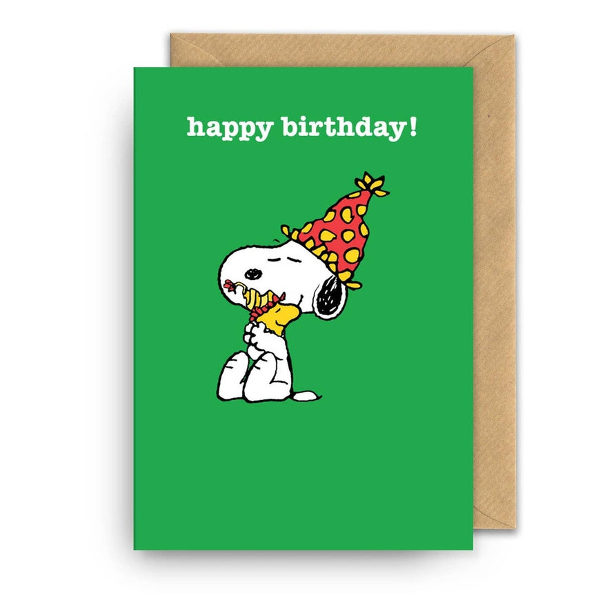 Tarjeta ¡Feliz cumpleaños! Sombrero de cumpleaños Snoopy