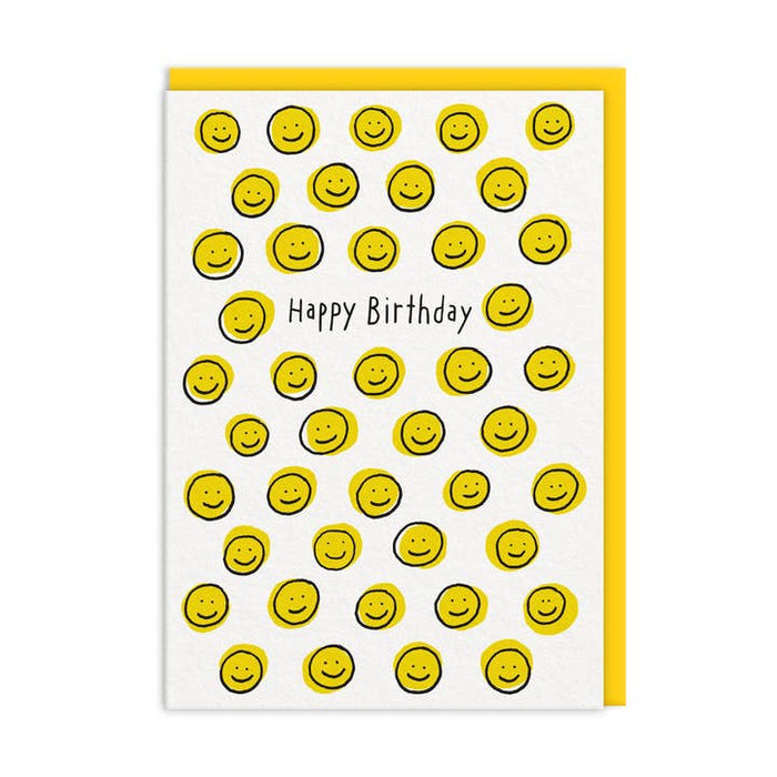 Mapa feliz cumpleaños amarillo smiley