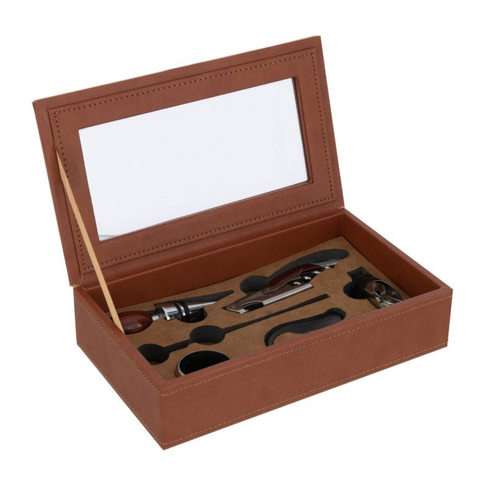 J-Line Box 6 Accesorios de vino Cognac o Black