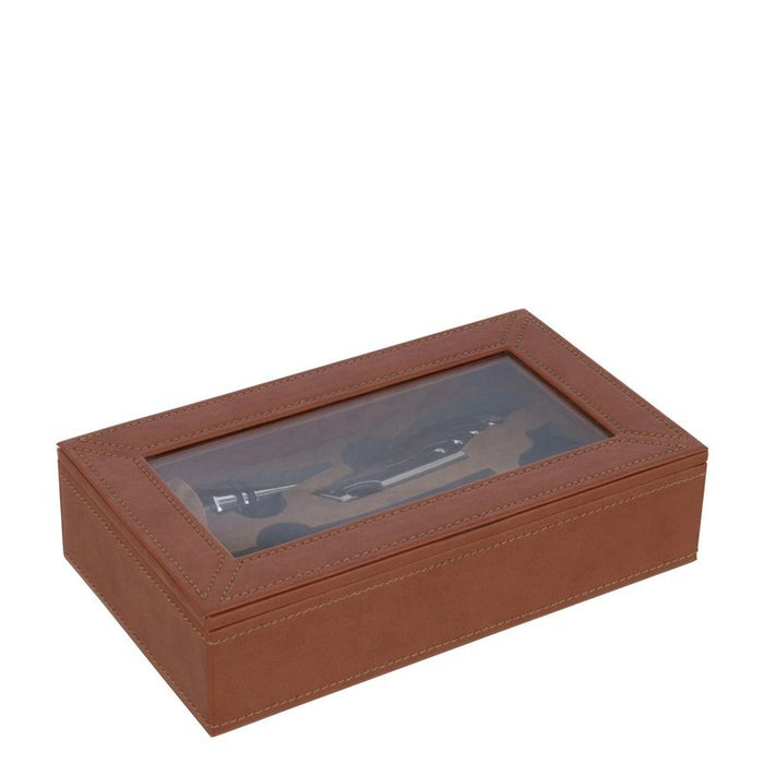 J-Line Box 6 Accesorios de vino Cognac o Black