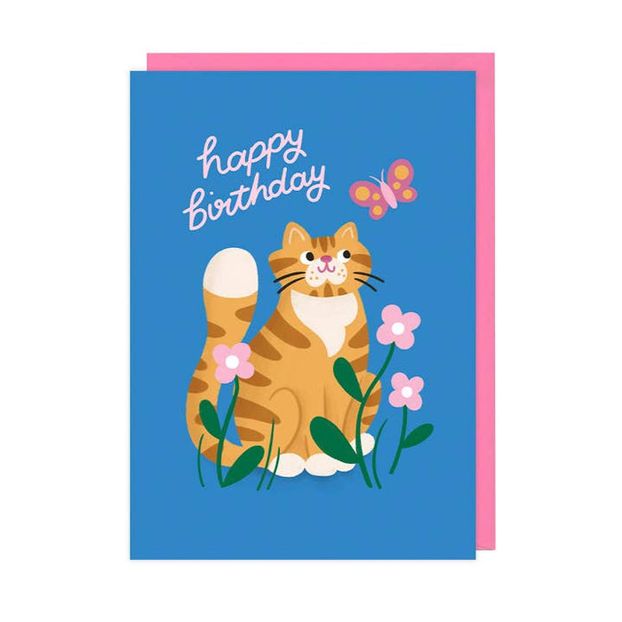 Mapa feliz cumpleaños gato y mariposa
