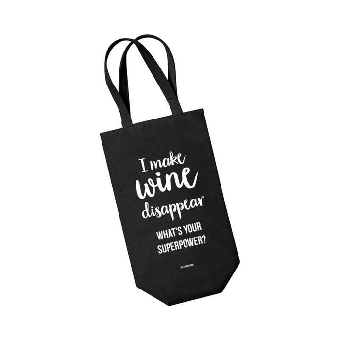 Wijntas zwart 'I make wine disappear. What's your superpower?' Krossproducts | De online winkel voor hebbedingetjes